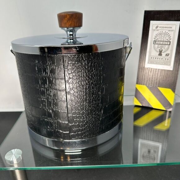 KROMEX® ICE BUCKET–CHROME/TEAK/BLACK – Mid-Century Modern - Picture 6 of 15